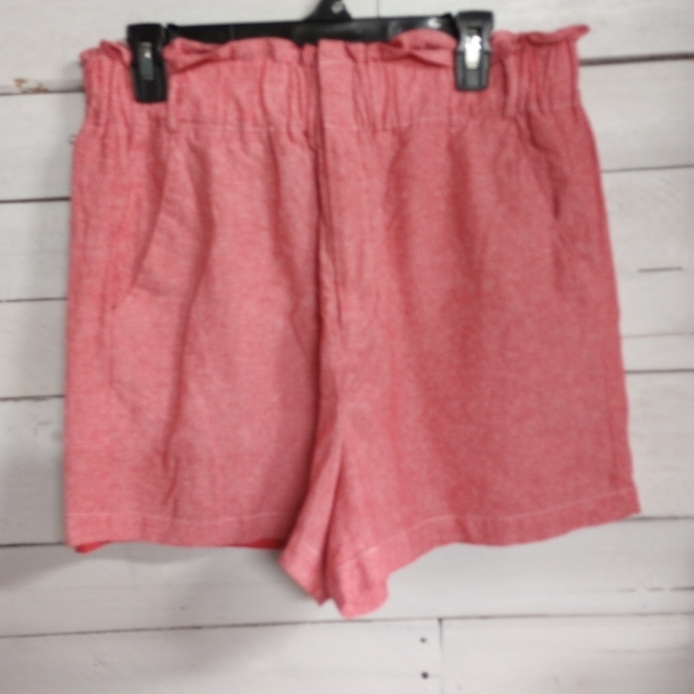 Draper James RSVP Women's Linen Blend Shorts Size Large High Rise Pull On